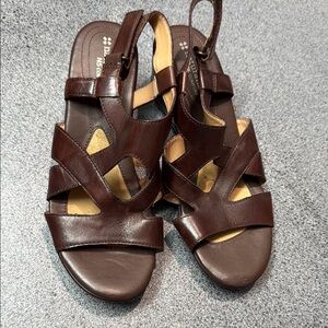 Naturalizer Brown Leather Slingback Sandals